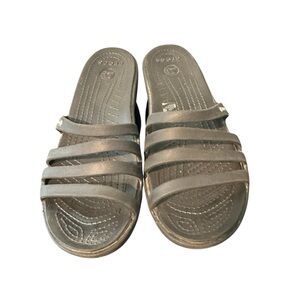 Crocs Rhonda Strappy Wedge Slide Sandal Womens‎ Size 9 black